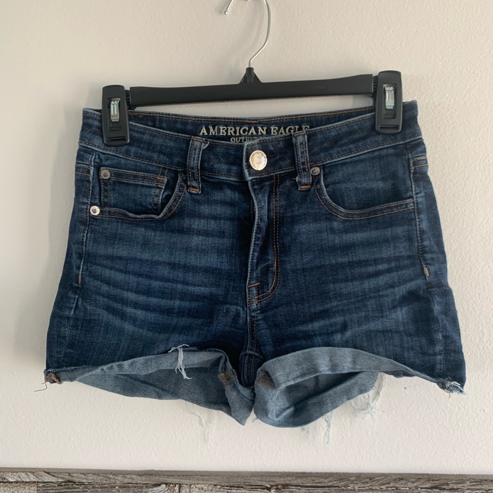 American Eagle hi-rise Shortie jean shorts size 2